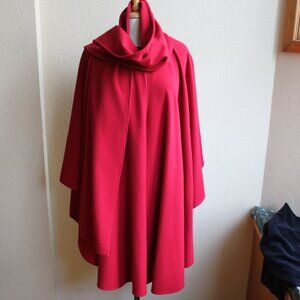 Vintage Eric Lewis Green Wool & Cashmere Hooded Irish Cape Cloak Poncho